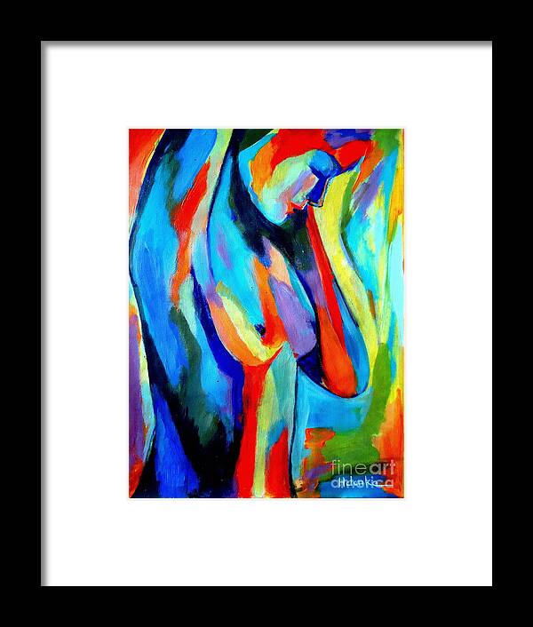 Abstract Nudes Framed Print featuring the painting Broken woman by Helena Wierzbicki