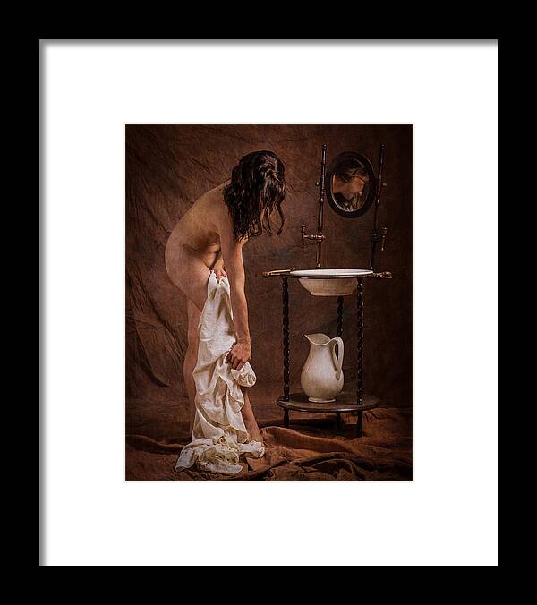 Fine Art Nude Framed Print featuring the photograph Brooke With Towel by Mike Dumont