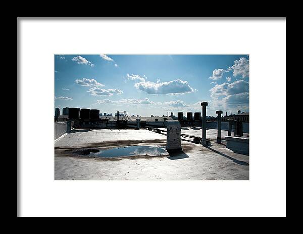 Cool Attitude Framed Print featuring the photograph Brooklyn Rooftop With Manhattan Skyline by Kkong5