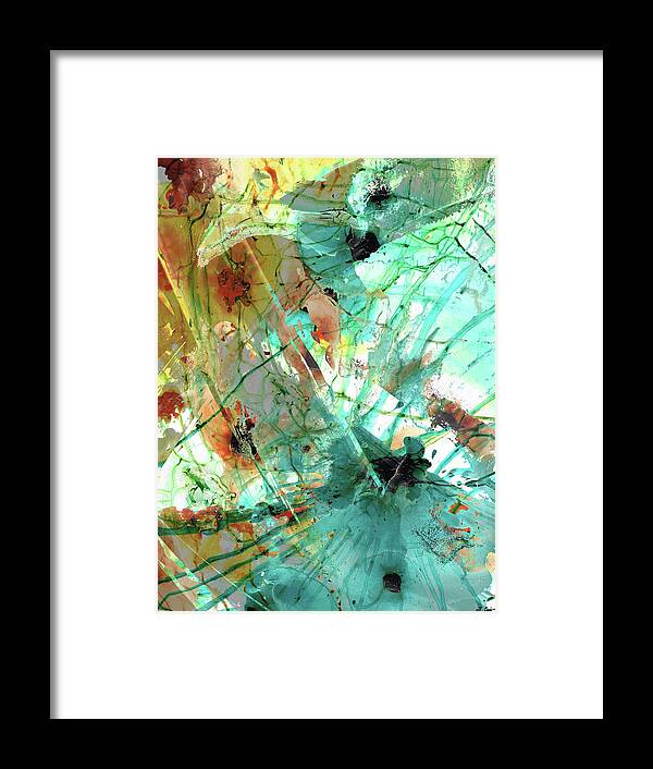 Brown Framed Print featuring the painting Brown and Teal Abstract Art - Give And Take - Sharon Cummings by Sharon Cummings