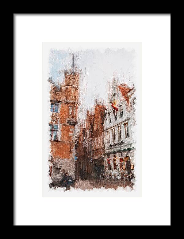 Belgium Framed Print featuring the painting Bruges, Belgium - 03 by AM FineArtPrints