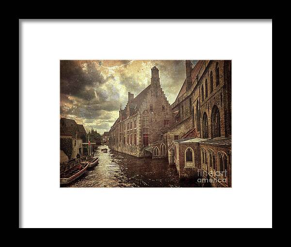 Photography Framed Print featuring the photograph Bruges Canals Vintge by Jeanette French
