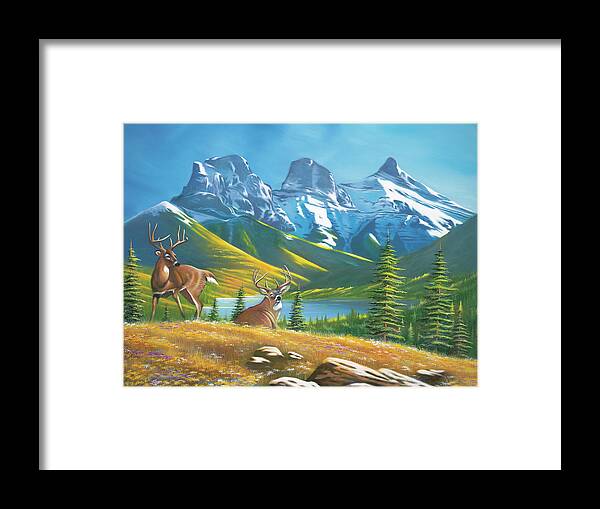 Buck Country 2 Framed Print featuring the painting Buck Country 2 by Geno Peoples