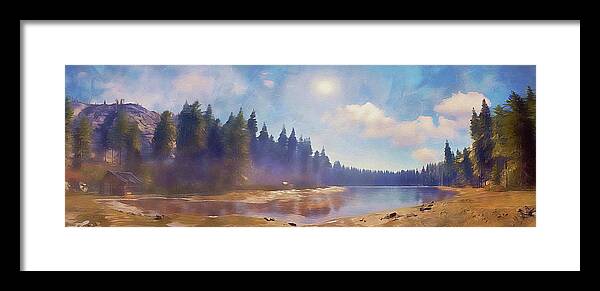 Mountain Spring Framed Print featuring the painting Bucolic Paradise - 41 by AM FineArtPrints