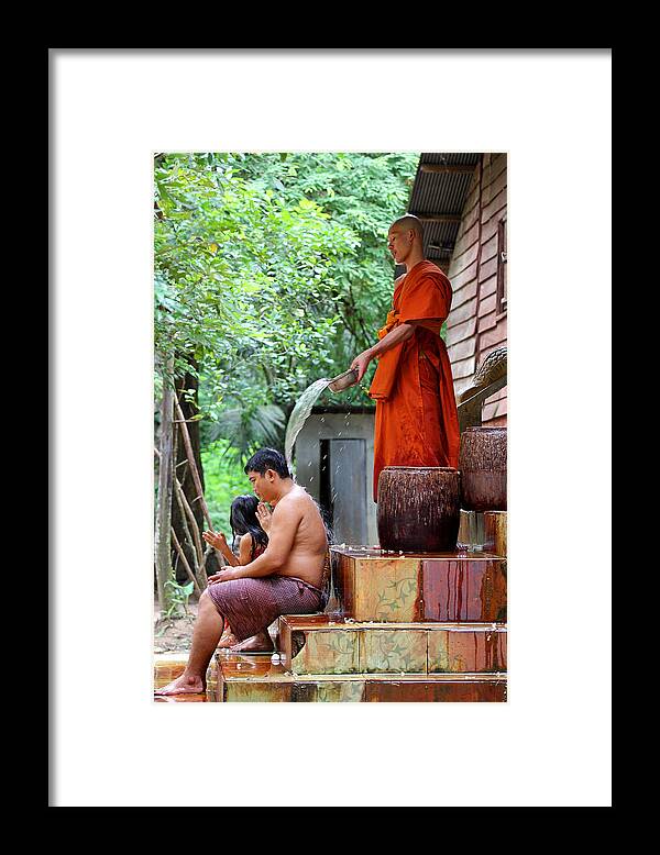 #cambodia #buddhism #buddhist #celebration #blessing #angkor #siemreap Framed Print featuring the photograph Buddhist Blessing by Olivier Schram