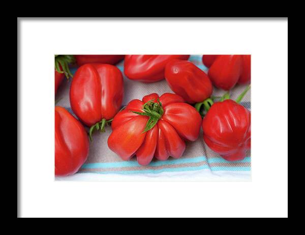 Ip_11200877 Framed Print featuring the photograph Buffalo Heart Tomatoes by Gerlach, Hans