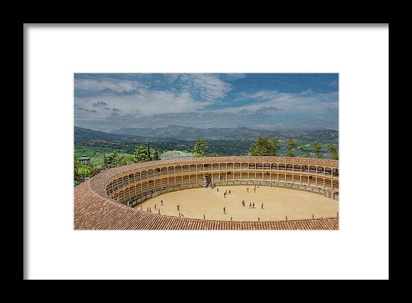 Province Of Malaga Framed Print featuring the photograph Bull Fighting Ring in Ronda, Spain by Marcy Wielfaert