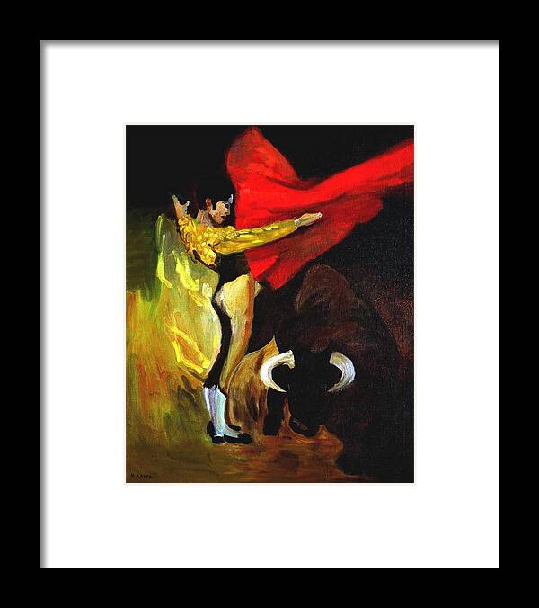 Matador Framed Print featuring the painting Bullfighter by Mary Krupa by Bernadette Krupa