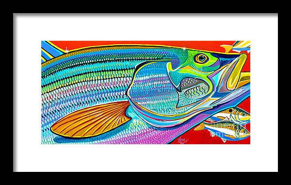 Striped Bass Framed Print featuring the painting Bunker Buster by Mark Ray