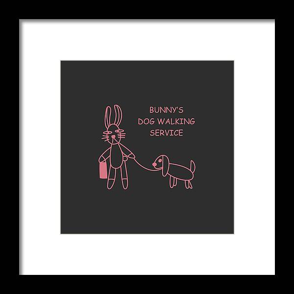 Btvs Framed Print featuring the digital art Bunny's Dog Walking Service by Texterns Design