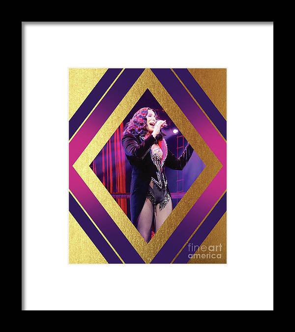 Cher Framed Print featuring the digital art Burlesque Cher Diamond by Cher Style