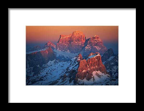 Landscape Framed Print featuring the photograph Burning Dolomites by Daniel Fleischhacker