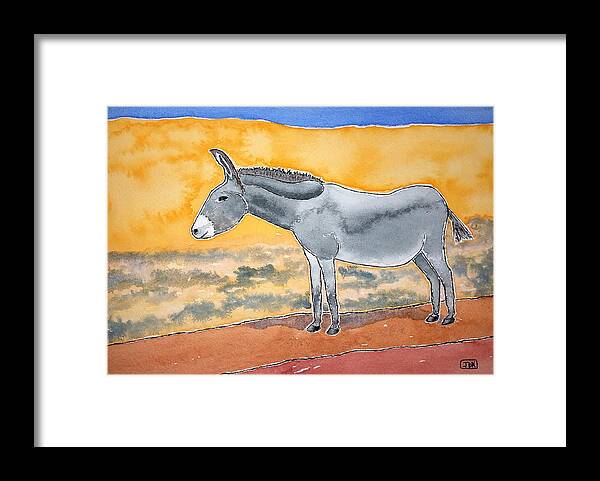 Watercolor Framed Print featuring the painting Burro Lore by John Klobucher