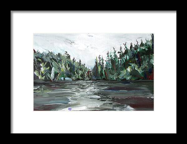  Framed Print featuring the painting Burton Lake by John Gholson