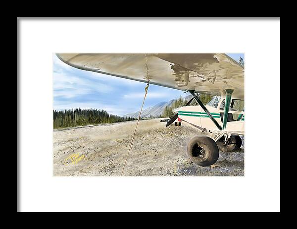 Muncho Lake Lodge Framed Print featuring the digital art Bush Strip at Muncho Lake by Joel Deutsch