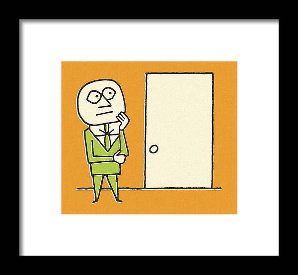 Adult Framed Print featuring the drawing Businessman Standing In Front of a Door by CSA Images