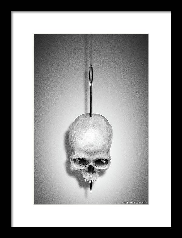 Skull Framed Print featuring the photograph By a Gray Thread by Joseph Westrupp