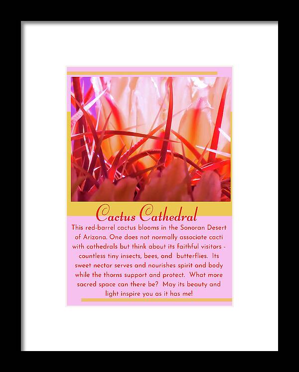 Waywardmuse Framed Print featuring the photograph CACTUS CATHEDRAL with text by Judy Kennedy