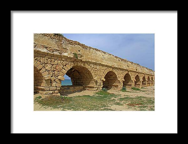 Caesarea Framed Print featuring the photograph Caesarea Aqueduct - Caesarea, Israel by Richard Krebs