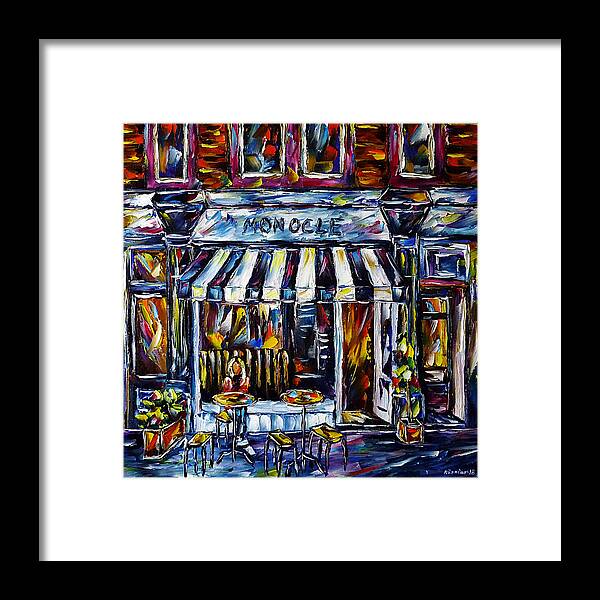 I Love London Framed Print featuring the painting Cafe Monocle by Mirek Kuzniar