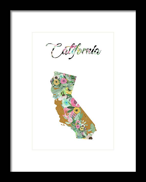 California Collage Framed Print featuring the mixed media California by Claudia Schoen