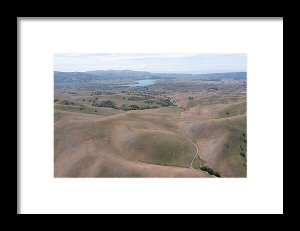 Landscapeaerial Framed Print featuring the photograph California Native Oak Trees Grow by Ethan Daniels