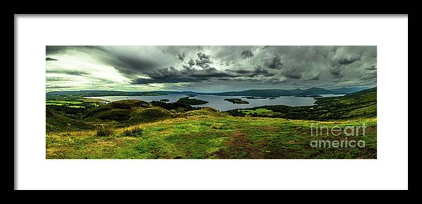 Adventure Framed Print featuring the photograph Calm Water And Green Meadows At Loch Lomond In Scotland by Andreas Berthold