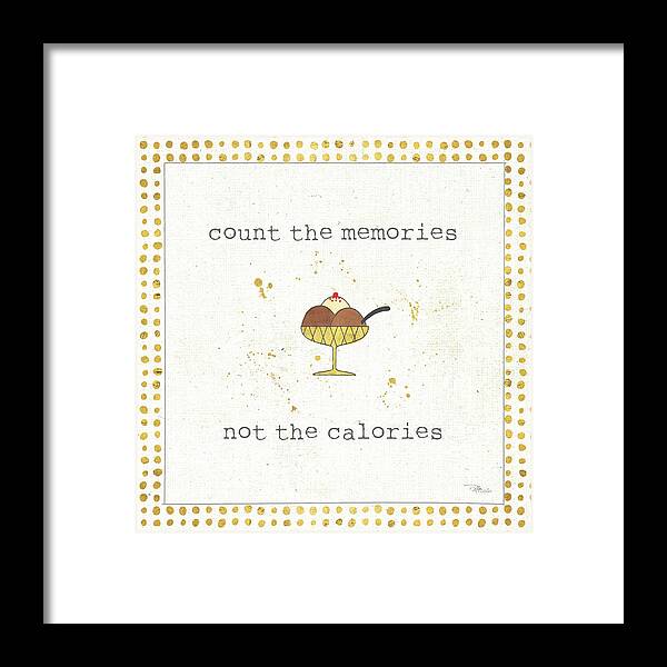 Calories Framed Print featuring the painting Calorie Cuties Vi Dot Border by Pela Studio