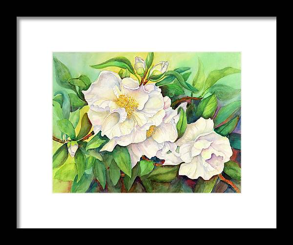 Camellias Framed Print featuring the painting Camellias by Joanne Porter