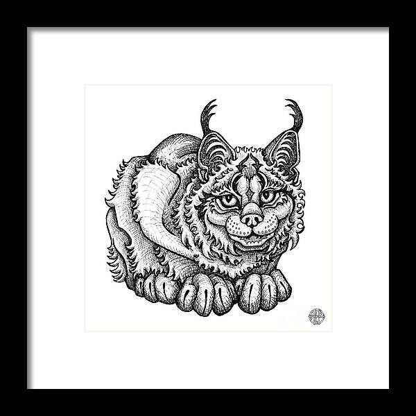 Animal Portrait Framed Print featuring the drawing Canada Lynx by Amy E Fraser