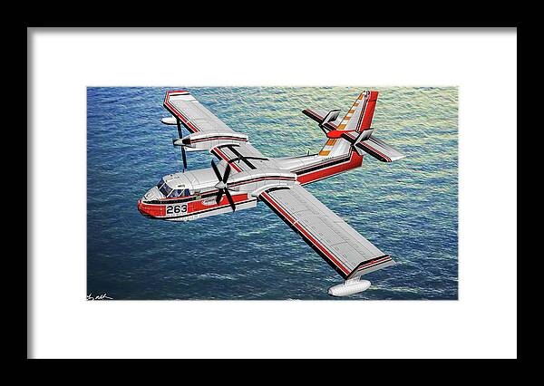 Canadair Fire Bomber Cl415 Framed Print featuring the digital art Canadair Fire Bomber Cl415 - Oil by Tommy Anderson