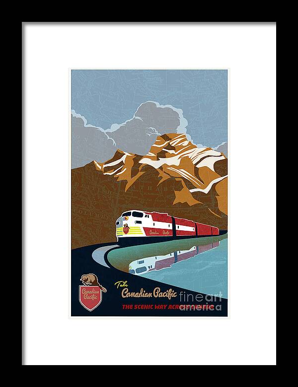 Travel Poster Framed Print featuring the painting Canadian Pacific Rail Vintage Travel Poster by Sassan Filsoof
