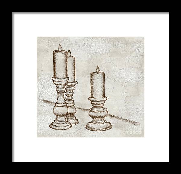 Candles Framed Print featuring the digital art Candlesticks by Lois Bryan