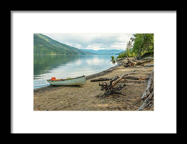 Landscapes Framed Print featuring the photograph Canoe At Mable Lake by Claude Dalley