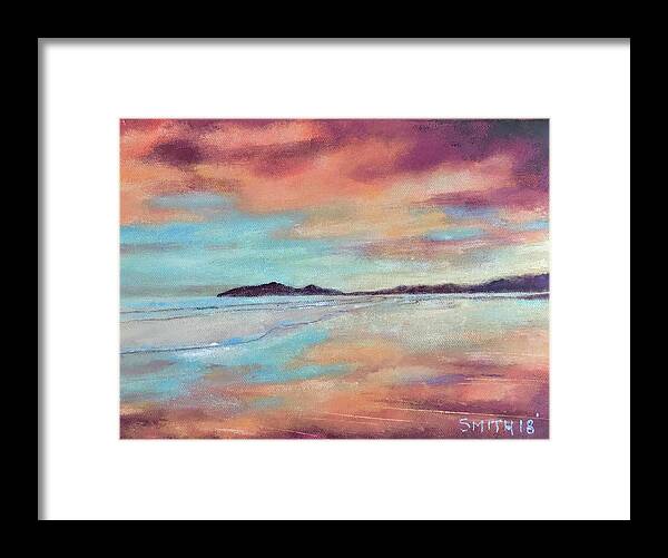 Beach Sunset Water Framed Print featuring the painting Caparica by Tom Smith