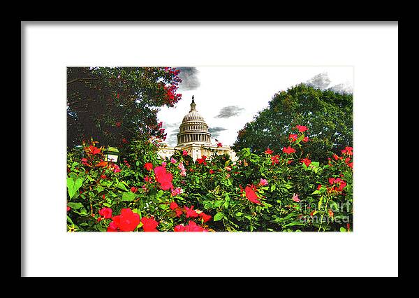 Capitol Framed Print featuring the photograph Capitol West Summer - Impression by Steve Ember