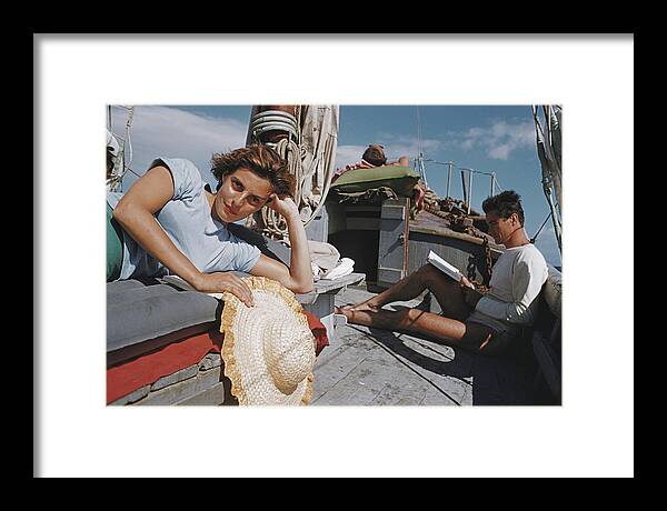 Straw Hat Framed Print featuring the photograph Capri Cruise by Slim Aarons