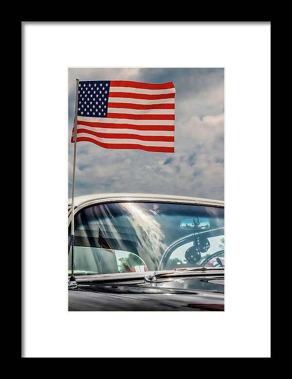 America Framed Print featuring the photograph Car Show Flag by Bill Chizek
