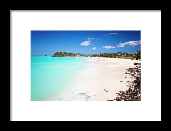 Water's Edge Framed Print featuring the photograph Caribbean Beach With Perfect Sky by Michaelutech