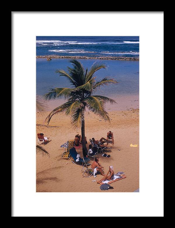 People Framed Print featuring the photograph Caribe Hilton Beach by Slim Aarons