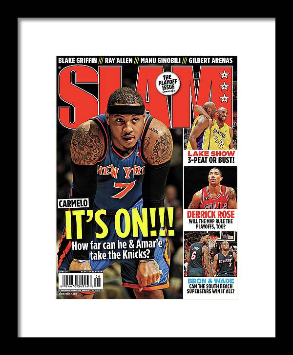 Carmelo Anthony Framed Print featuring the photograph Carmelo: It's On!!! SLAM Cover by Getty Images