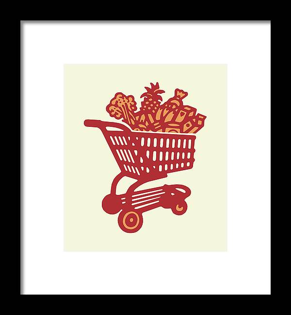 Campy Framed Print featuring the drawing Cart Full of Groceries by CSA Images
