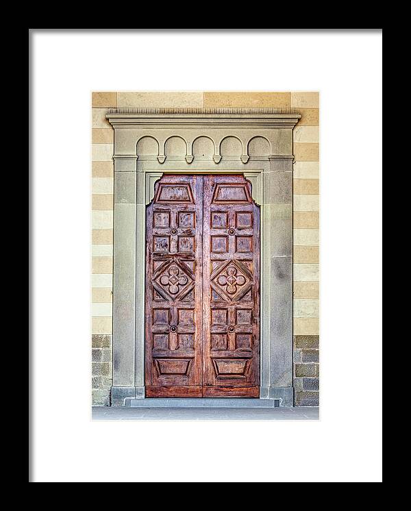 Medieval Framed Print featuring the photograph Carved Door of Cortona by David Letts