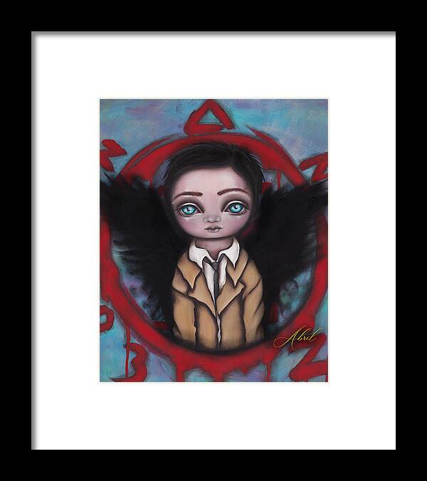 Supernatural Framed Print featuring the painting Castiel by Abril Andrade