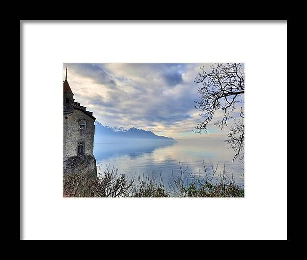 Geneva Framed Print featuring the photograph Castle on Lake Geneva by Andrea Whitaker