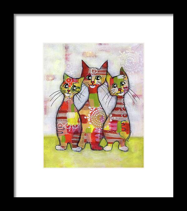 Cat Framed Print featuring the painting Cat Family Portrait 5 by Karren Case