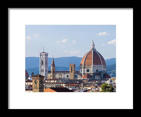 Campanile Framed Print featuring the photograph Cathedral And Duomo On The Florence by Deejpilot