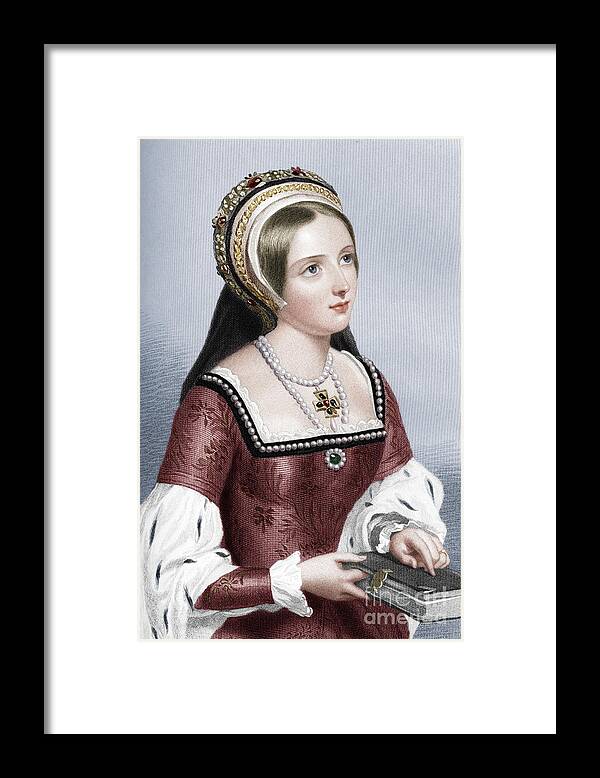 Royalty Framed Print featuring the drawing Catherine Parr 1512-1548 The Sixth Wife by Print Collector