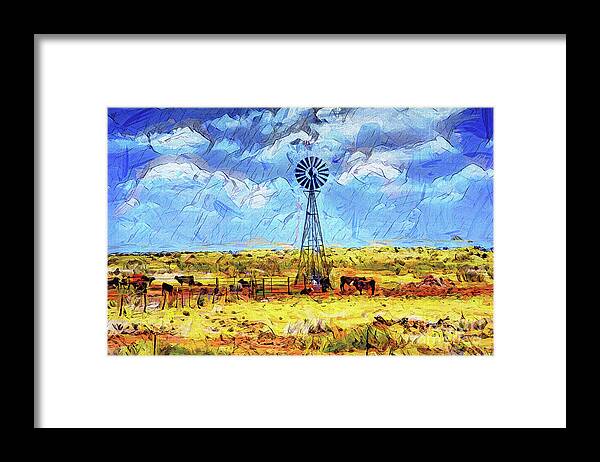 Edit This 11 Framed Print featuring the photograph Cattle Water Wind by Jack Torcello