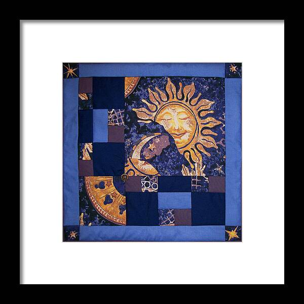 Sun Framed Print featuring the tapestry - textile Celestial Slumber by Pam Geisel